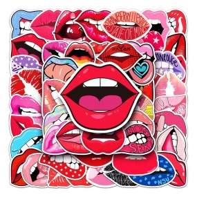 Hot Selling Wholesale 50pcs Red Lips Cartoon Sticker