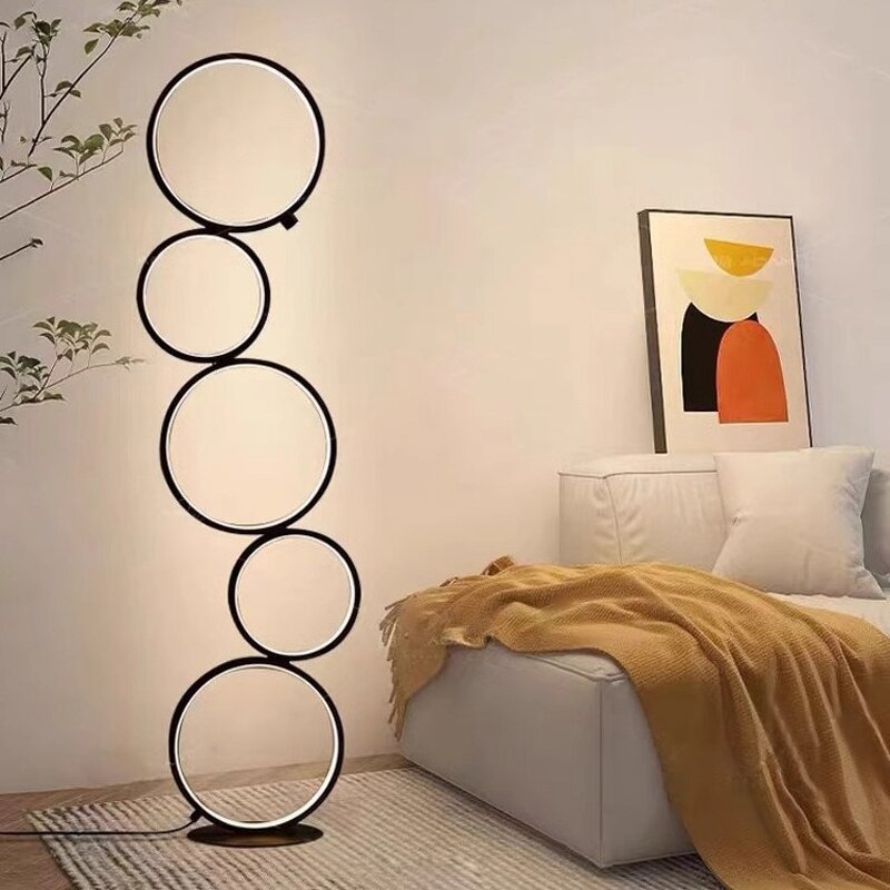 Five Ring Floor Lamp Supplier - Modern LED Three Speed Dimming