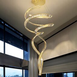 LED Ring Chandelier Supplier - High-End Spiral Crystal Hanging
