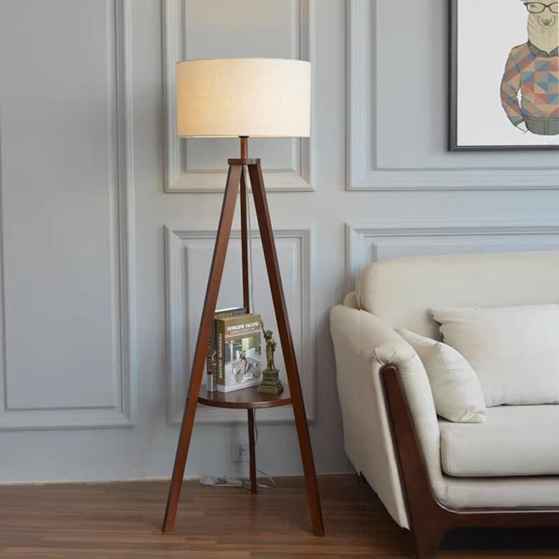 Solid Wood Floor Lamp Supplier - American Retro Integrated Table