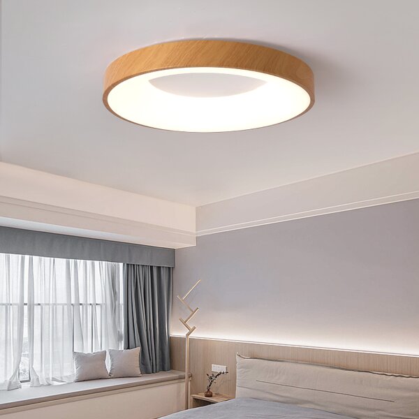 Wood Ceiling Light Supplier - Modern Minimalist 24W Remote