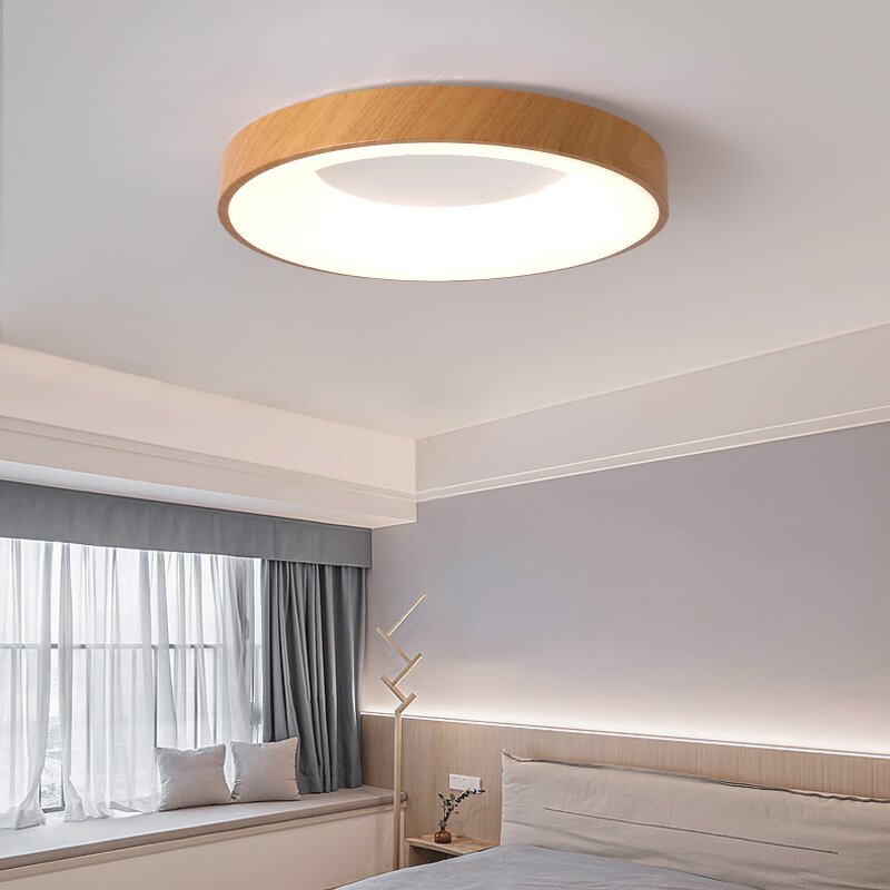 Wood Ceiling Light Supplier - Modern Minimalist 24W Remote
