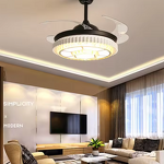 Black Ceiling Fan Manufacturer - OEM Modern Pendant Retractable Blade Three Colors