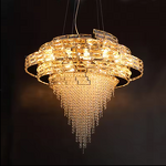 Crystal Drop Chandelier Manufacturer - OEM High Ceiling Gold Iron Modern Lighting
