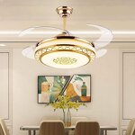 Gold Chandelier Fan Factory - OEM Three Colors Retractable Blade Ceiling