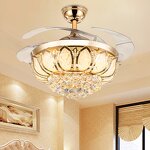 Crystal Chandelier Fan Manufacturer - OEM Loft Style Luxury Remote Control LED