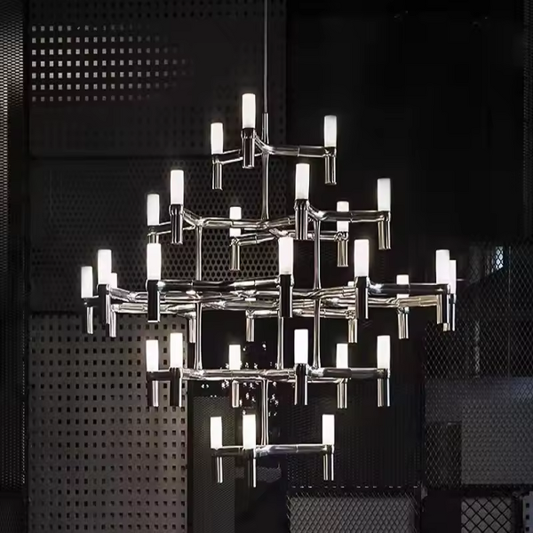 Metal Chandelier Manufacturer - OEM Creative Long Tube Black Modern Lighting