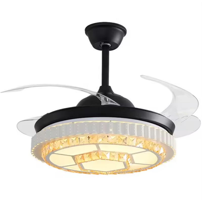 Black Ceiling Fan Manufacturer - OEM Modern Pendant Retractable Blade Three Colors