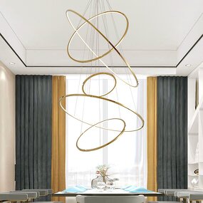 Gold Circle Chandelier Manufacturer - OEM Modern Simple Large Stainless Steel Ring