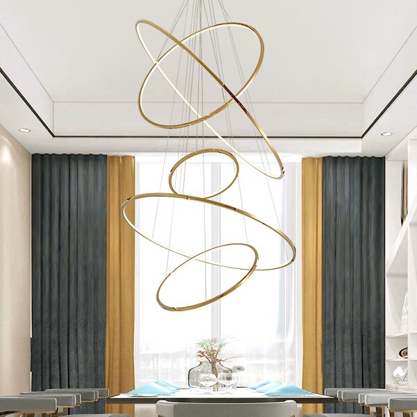 Gold Circle Chandelier Manufacturer - OEM Modern Simple Large Stainless Steel Ring
