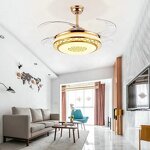 Gold Chandelier Fan Factory - OEM Three Colors Retractable Blade Ceiling