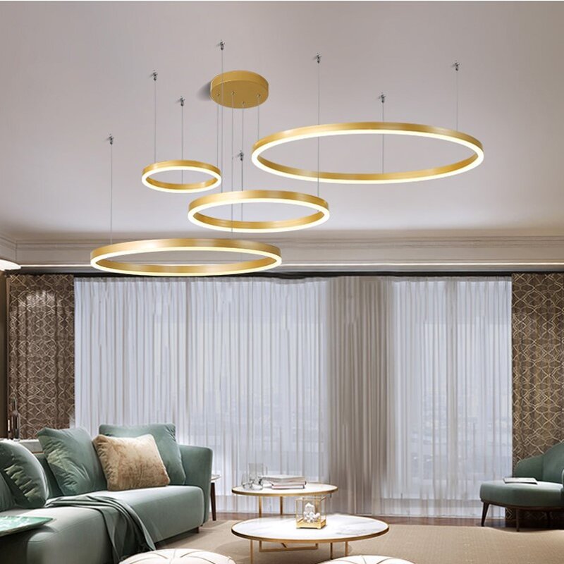 Ring Pendant Light Factory - OEM Gold Modern Linear Stainless Steel LED