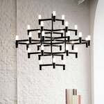 Metal Chandelier Manufacturer - OEM Creative Long Tube Black Modern Lighting