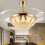 Crystal Chandelier Fan Manufacturer - OEM Loft Style Luxury Remote Control LED