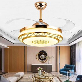 Gold Chandelier Fan Factory - OEM Three Colors Retractable Blade Ceiling