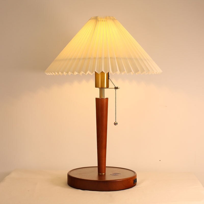 Wood Table Lamp Manufacturer - OEM American Retro Fabric Desk Wireless Charger