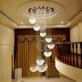 Rotating Chandelier Manufacturer - OEM Staircase Crystal Duplex Building Lighting
