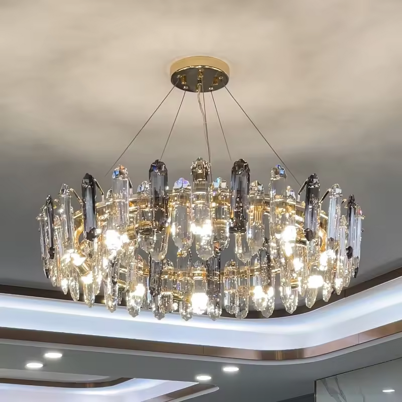 Grey Crystal Chandelier Factory - OEM Nordic New Design Luxury LED Living Room