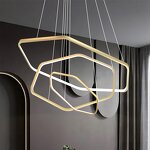 Irregular Pendant Light Factory - OEM New Design Luxury Three Rings LED