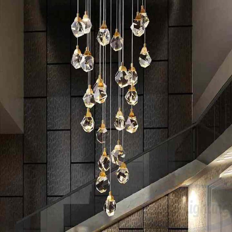 Crystal Pendant Light Manufacturer - OEM Staircase Hanging Rock Chandelier