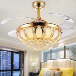 Crystal Chandelier Fan Manufacturer - OEM Loft Style Luxury Remote Control LED
