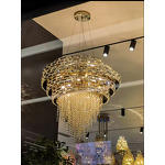 Crystal Drop Chandelier Manufacturer - OEM High Ceiling Gold Iron Modern Lighting