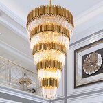 Gold Chandelier Factory - OEM Luxury Vintage Long Hotel Lobby Lighting