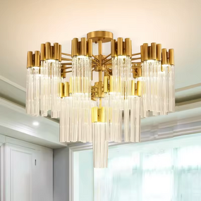Gold Chandelier Factory - OEM LED Luxury Crystal Ceiling Rod Lighting
