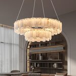 Alabaster Chandelier Factory - OEM Natural Marble Brass Luxury Lighting