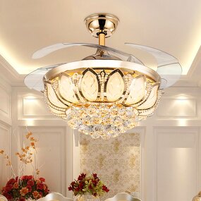 Crystal Chandelier Fan Manufacturer - OEM Loft Style Luxury Remote Control LED