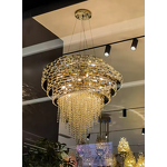 Crystal Drop Chandelier Manufacturer - OEM High Ceiling Gold Iron Modern Lighting
