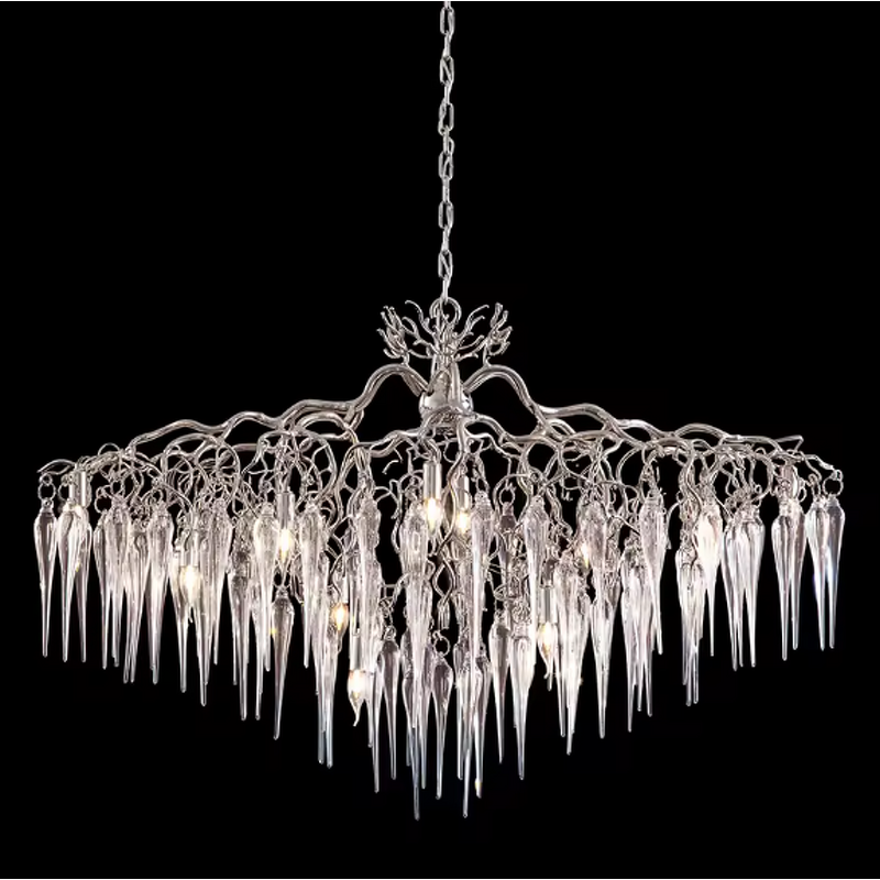 Silver Chandelier Manufacturer - OEM Art Deco Staircase Hotel Raindrop Light