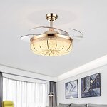 Pumpkin Ceiling Fan Factory - OEM Gold 220V Smart Retractable Blade Light