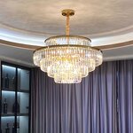 Gold Crystal Ceiling Light Manufacturer - OEM Metal Plating Luxury Hotel Lobby