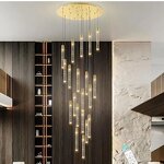 Crystal Tube Chandelier Manufacturer - OEM Modern Luxury Lobby Gold Long Custom