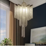 Aluminum Tassel Chandelier Factory - OEM Trending Villa Silver Nordic Artistic