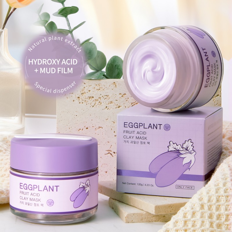 Brightening Oil Control Facial Treatment with Eggplant Extract and Fruit Acid for Smooth Skin Eggplant Fruit Acid Clay Mask