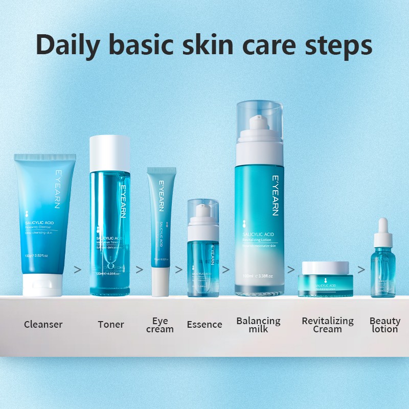 Seven Piece Salicylic Acid Collagen Renewal Kit with Amino Acid Oil Control Acne Scar Removal Sensitive Skin Face Care Set