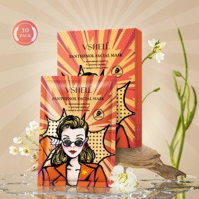 VSHELL PANTHENOL FACIAL MASK Natural Plant Essence Mild Face Skincare Variety Mask Set Korean Ingredient Sheet Mask