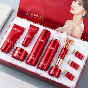 OKADY Carnosine Acetyl Hexapeptide-8 Kit Hyaluronic Acid Ruddy Moisurtize Skin Anti-Aging Glow Skin Care Set Vibration Massager