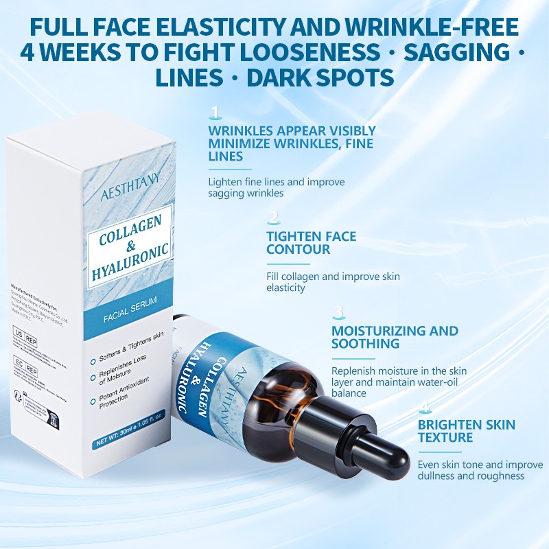 Anti-aging Serum Face Care Firming Hydrating Smoothing Collagen Hyaluronic Acid Facial Essence Serum for Skin Care Moisturizing
