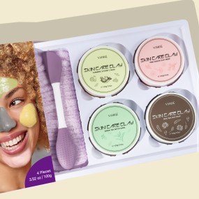 Deep Cleansing Oil Control Exfoliating Brightening Face Care with Turmeric Green Tea Volcanic Mud Clay Mask Kit