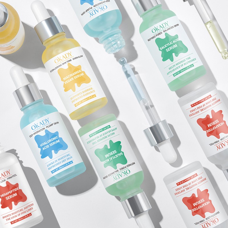 OKADY Face Care Vegan Anti-aging Face Serum Niacinamide Salicylic Acid Hyaluronic Acid Natural Hydrating Brightening Serum