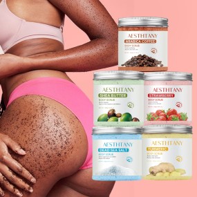 Body Care Exfoliation Pore Cleansing Coffee Sugar Sea Salt Strawberry Turmeric Shea Butter Body Scrub