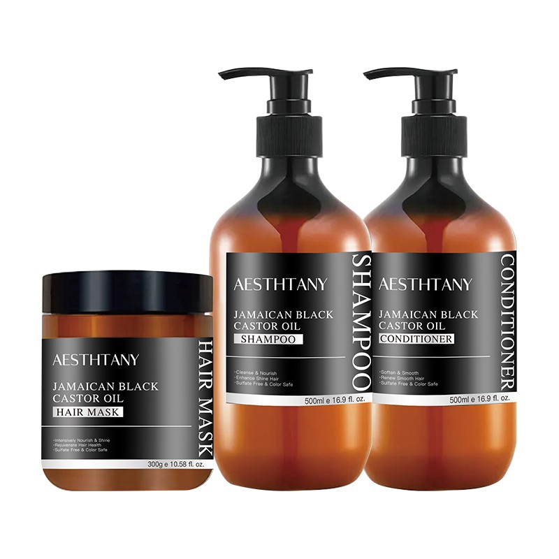 AESTHTANT Organic Jamaican Black Castor Oil Hair Care Set Hair Mask Shampoo and Conditioner Set