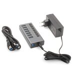 USB Hub Manufacturer - OEM 3.0 5Gbps 7 Ports 12v Charging with Switch