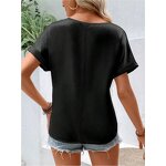 Women's T-shirt Manufacturer - OEM Satin V-neck Pocket Casual Top