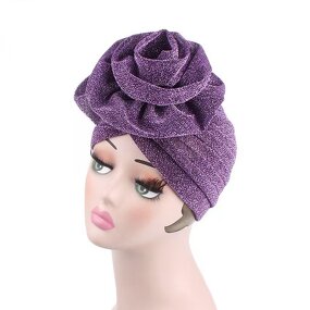 Glitter Turban Manufacturer - OEM Luxury Stretchable Flower Muslim Beanie