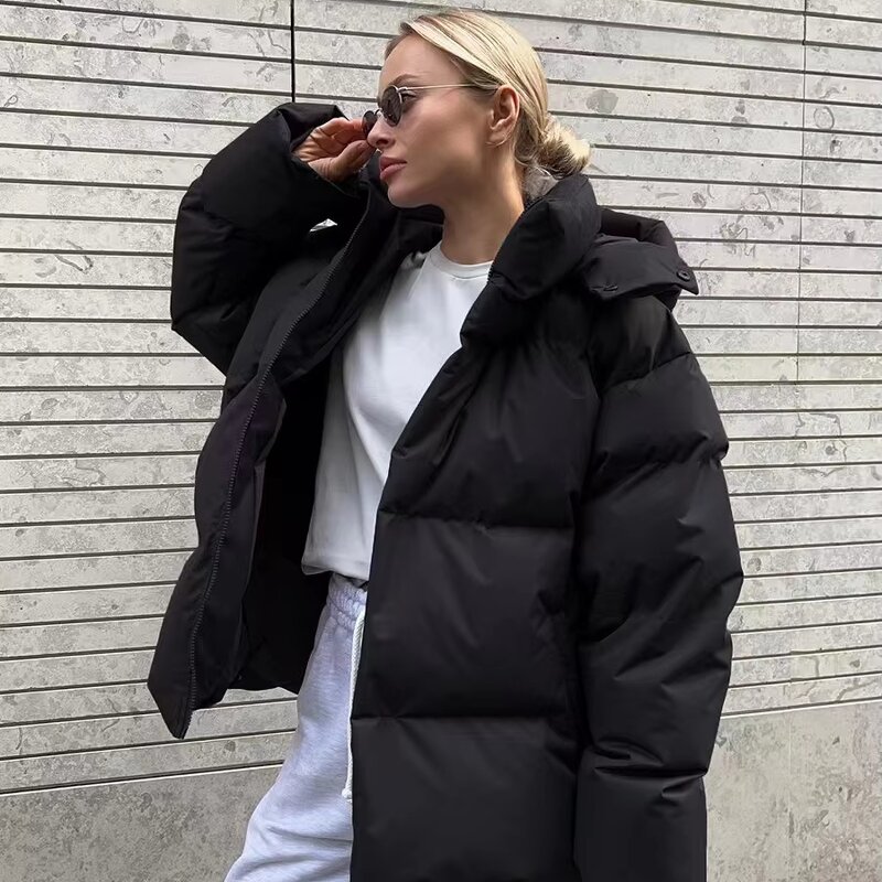 Winter Jacket Manufacturer - OEM Customized Women Loose Hoodie Padded