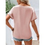 Women's T-shirt Manufacturer - OEM Satin V-neck Pocket Casual Top